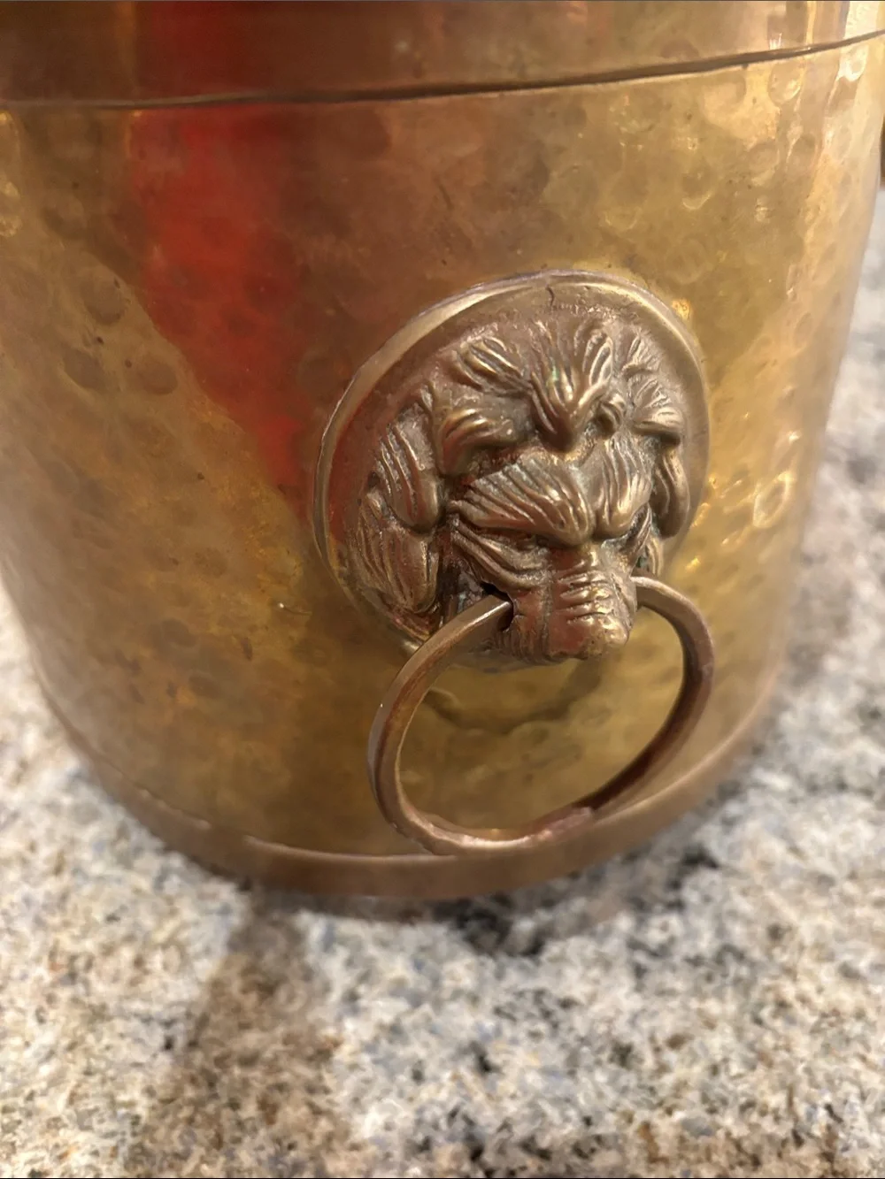 Hammered Brass Lidded Ice Bucket or Tea Caddy